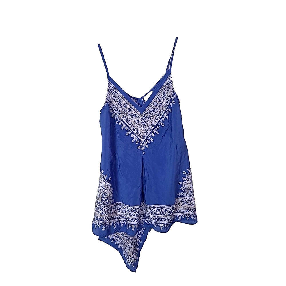 Anthropologie HD in Paris Blue Bandana Print Silk Handkerchief Top Womans Size 2